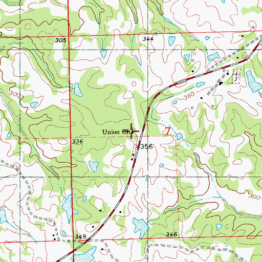 Topographic Map of Union Church, MS
