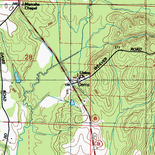 Topographic Map of Union Baptist Church, MS