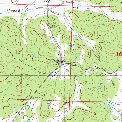 Topographic Map of Union Baptist Church, MS
