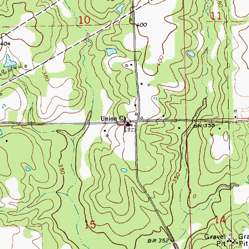 Topographic Map of Union Church, MS