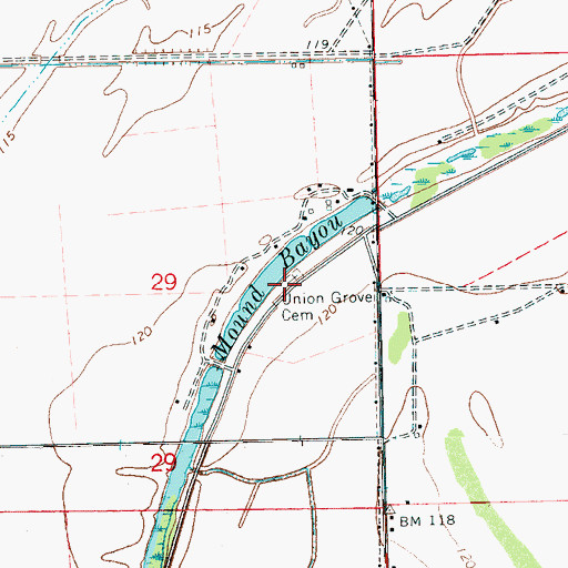 Topographic Map of Union Grove Cemetery, MS
