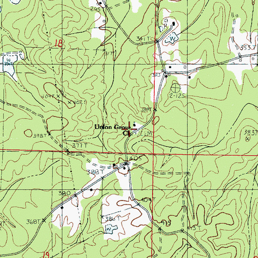 Topographic Map of Union Grove Cemetery, MS