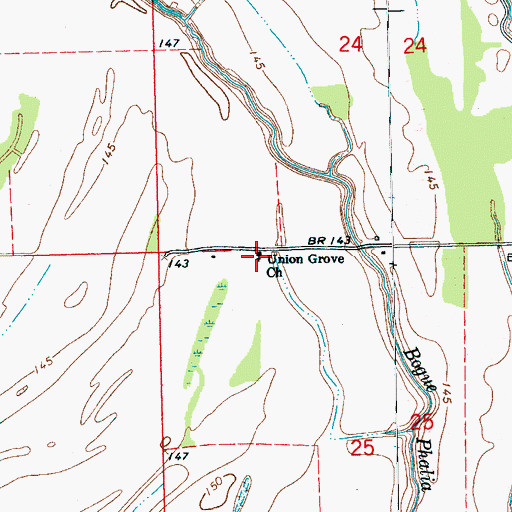 Topographic Map of Union Grove Church, MS
