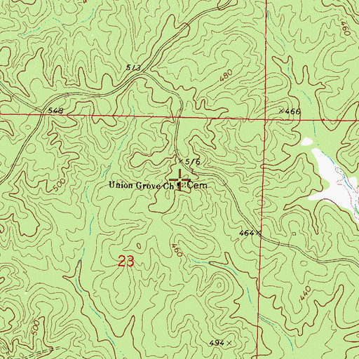 Topographic Map of Union Grove Church, MS