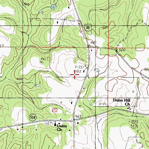 Topographic Map of Union Hill Church, MS