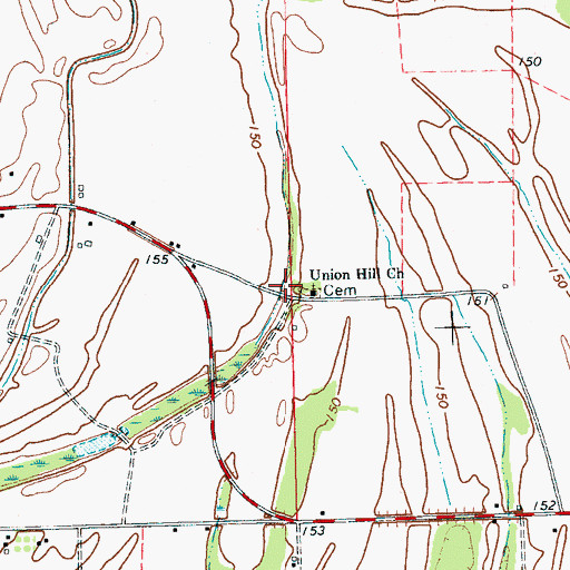 Topographic Map of Union Hill Church, MS