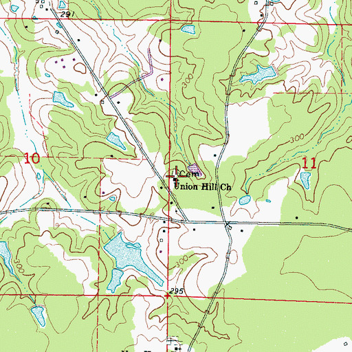 Topographic Map of Union Hill Baptist Church, MS