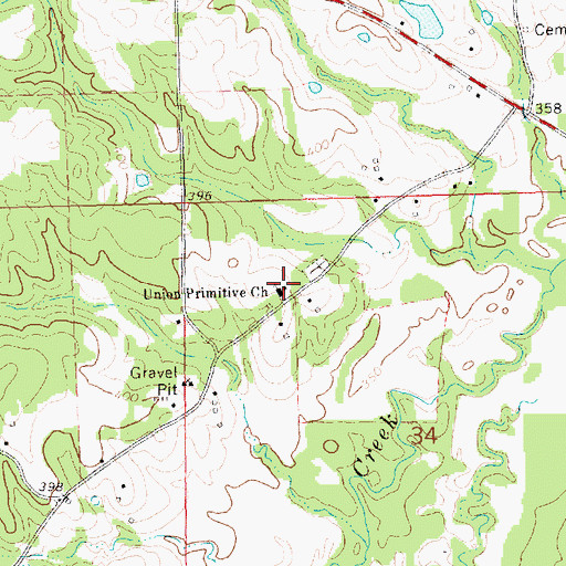 Topographic Map of Union Primitive Church, MS