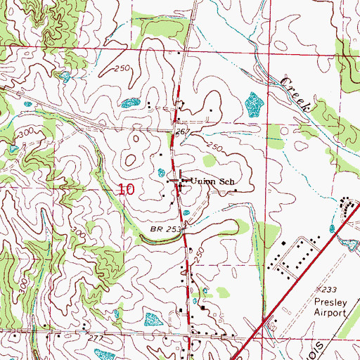 Topographic Map of Union School, MS
