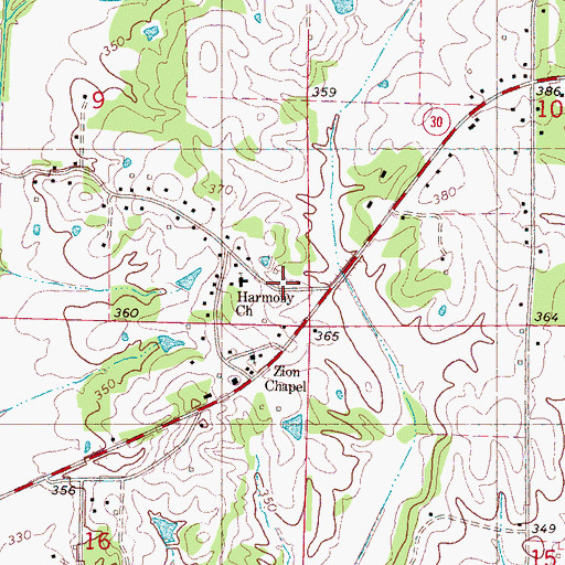Topographic Map of Union School, MS
