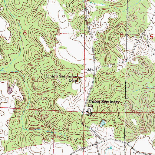 Topographic Map of Union Seminary Cemetery, MS