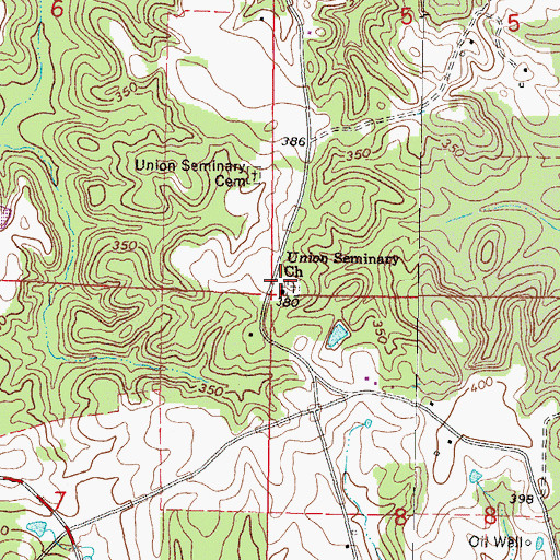Topographic Map of Union Seminary Missionary Baptist Church, MS