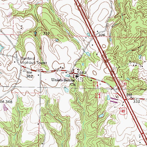 Topographic Map of Union Baptist Church, MS