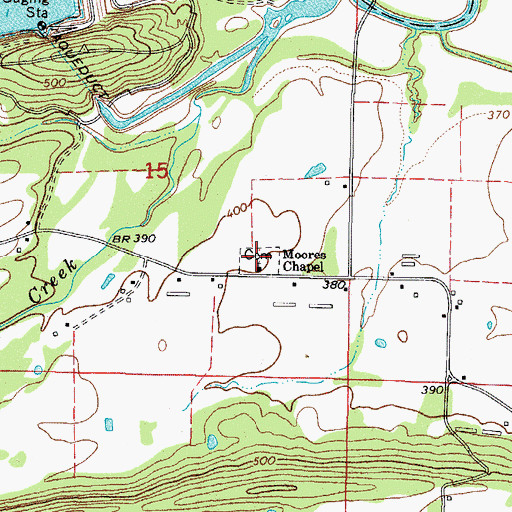 Topographic Map of Moores Chapel Cemetery, AR