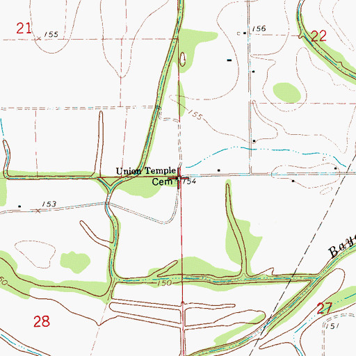 Topographic Map of Union Temple, MS