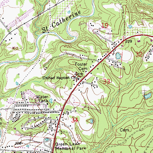 Topographic Map of United Baptist Church, MS