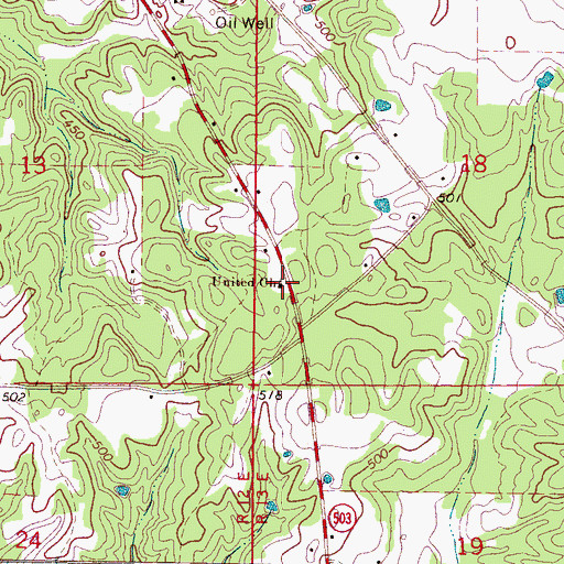 Topographic Map of United Church, MS