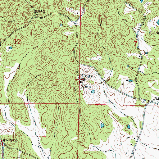 Topographic Map of Unity Baptist Church, MS