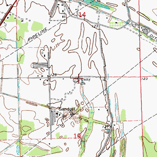 Topographic Map of Unity Church, MS