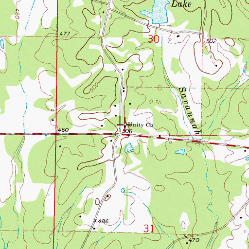 Topographic Map of Unity Church, MS