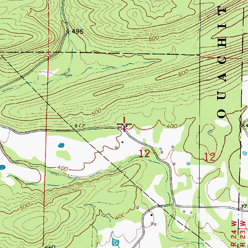 Topographic Map of Moss Creek School (historical), AR