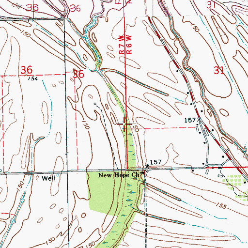 Topographic Map of Upper Bogue, MS