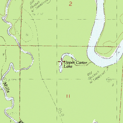 Topographic Map of Upper Carter Lake, MS
