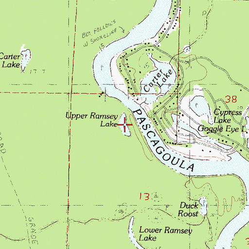 Topographic Map of Upper Ramsey Lake, MS