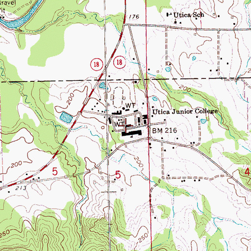 Topographic Map of Utica Junior College, MS