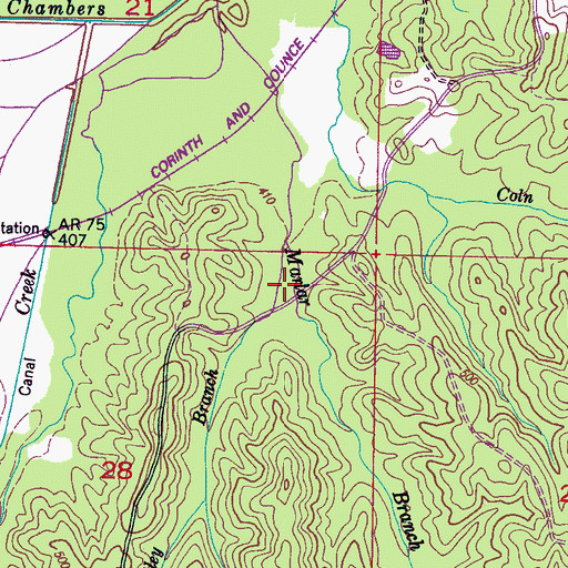 Topographic Map of Utley Branch, MS