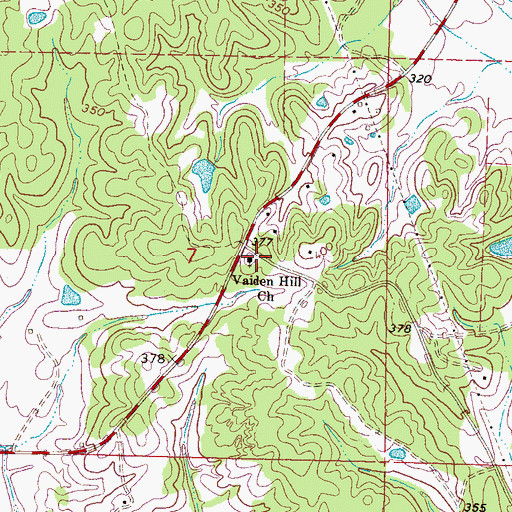 Topographic Map of Vaiden Hill Church, MS
