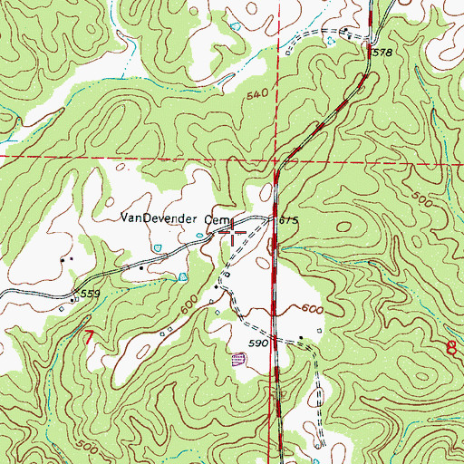 Topographic Map of Van Devender Cemetery, MS