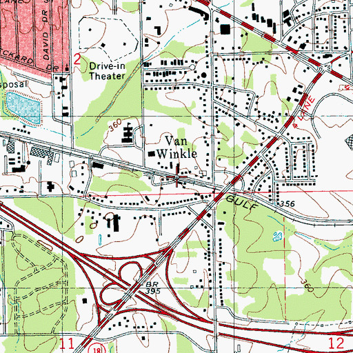 Topographic Map of Van Winkle, MS