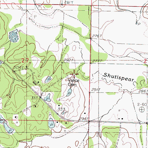 Topographic Map of Vance Cemetery, MS