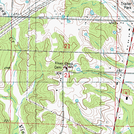 Topographic Map of Viney Creek Church, MS