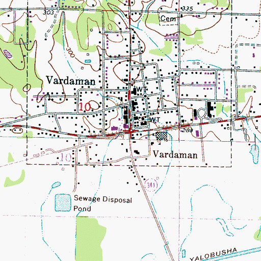 Topographic Map of Vardaman, MS