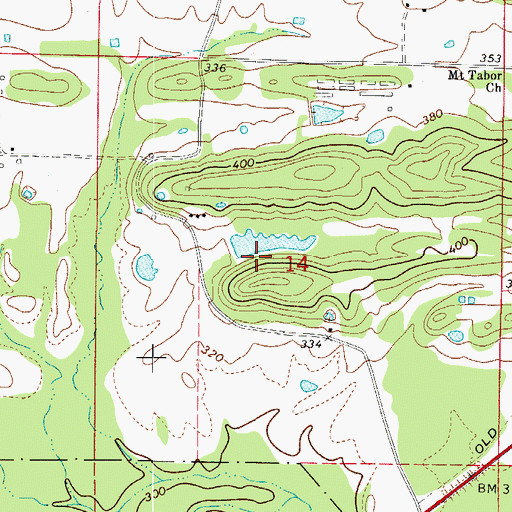 Topographic Map of Mount Tabor Church (historical), AR