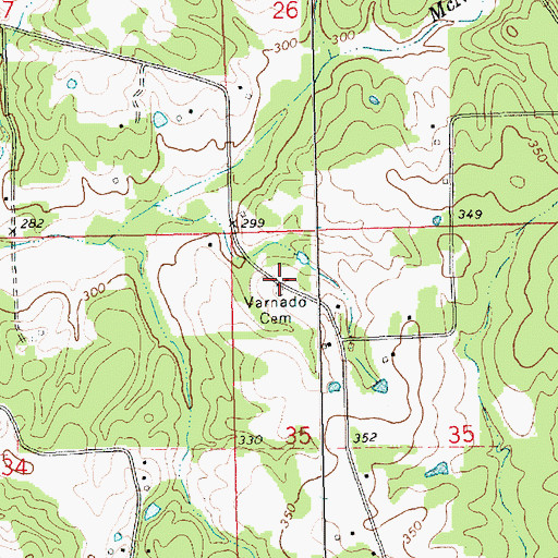 Topographic Map of Varnado Cemetery, MS