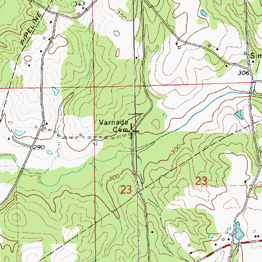 Topographic Map of Varnado Cemetery, MS