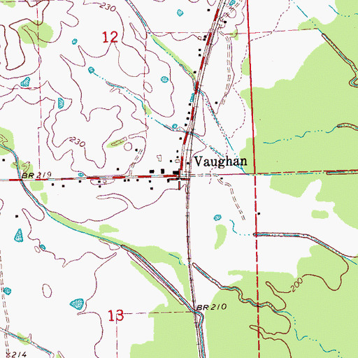Topographic Map of Vaughan, MS