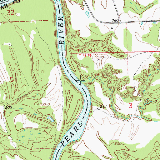 Topographic Map of Vaughns Creek, MS