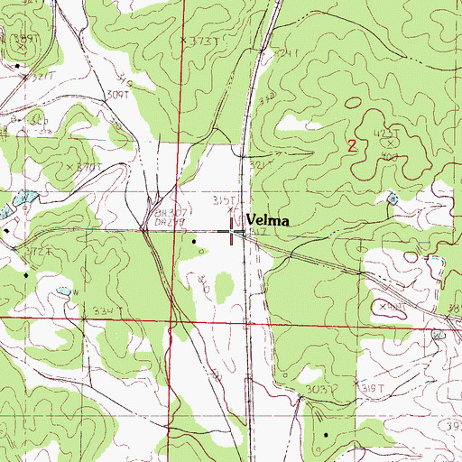 Topographic Map of Velma, MS