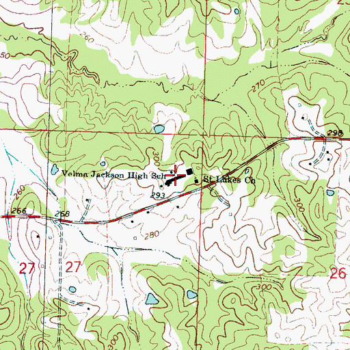 Topographic Map of Velma Jackson High School, MS