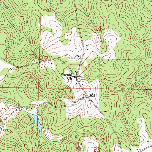 Topographic Map of Vernal Church, MS