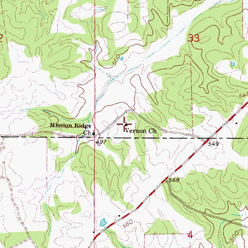 Topographic Map of Vernon Church, MS