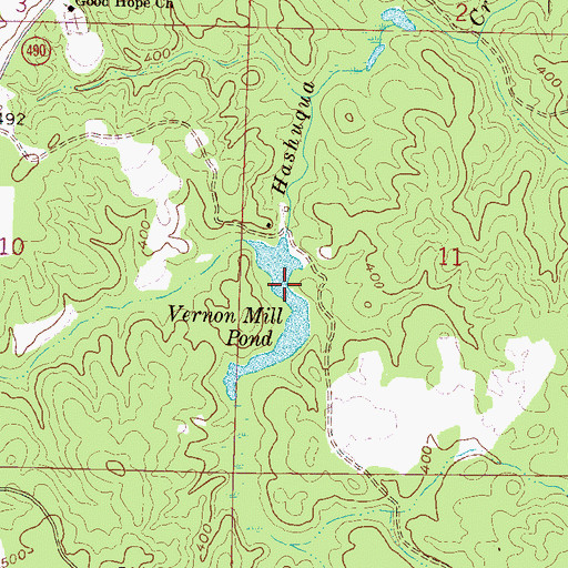 Topographic Map of Vernon Mill Pond, MS