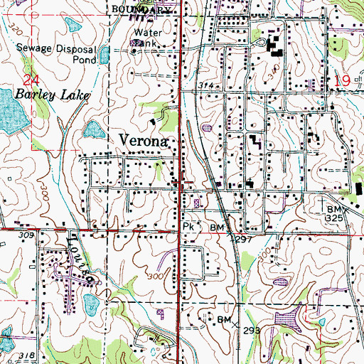 Topographic Map of Verona, MS