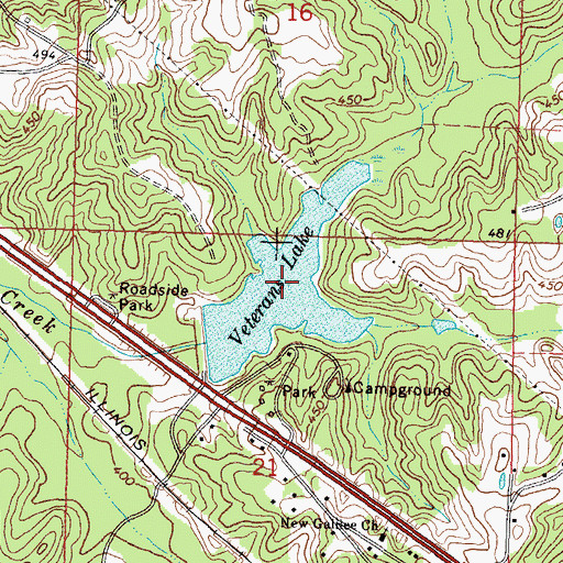 Topographic Map of Simpson Legion State Fishing Lake, MS