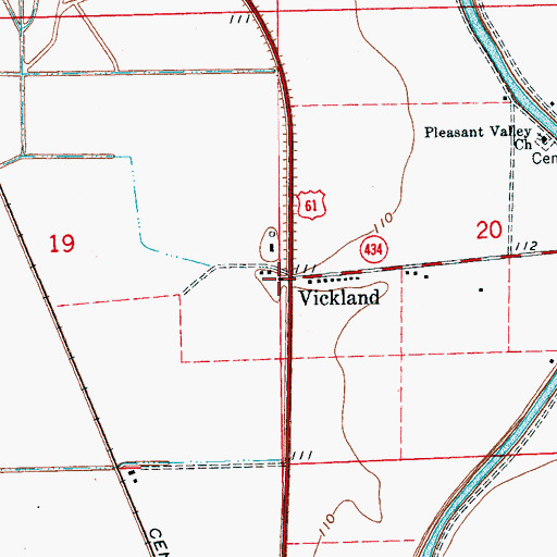 Topographic Map of Vickland, MS