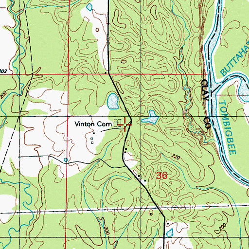 Topographic Map of Vinton Cemetery, MS